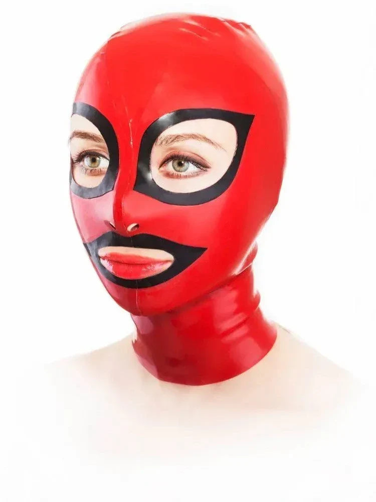 Red Black-Trim Open-Face Latex Hood