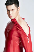 Red Men's Shoulder-Zip Latex Catsuit
