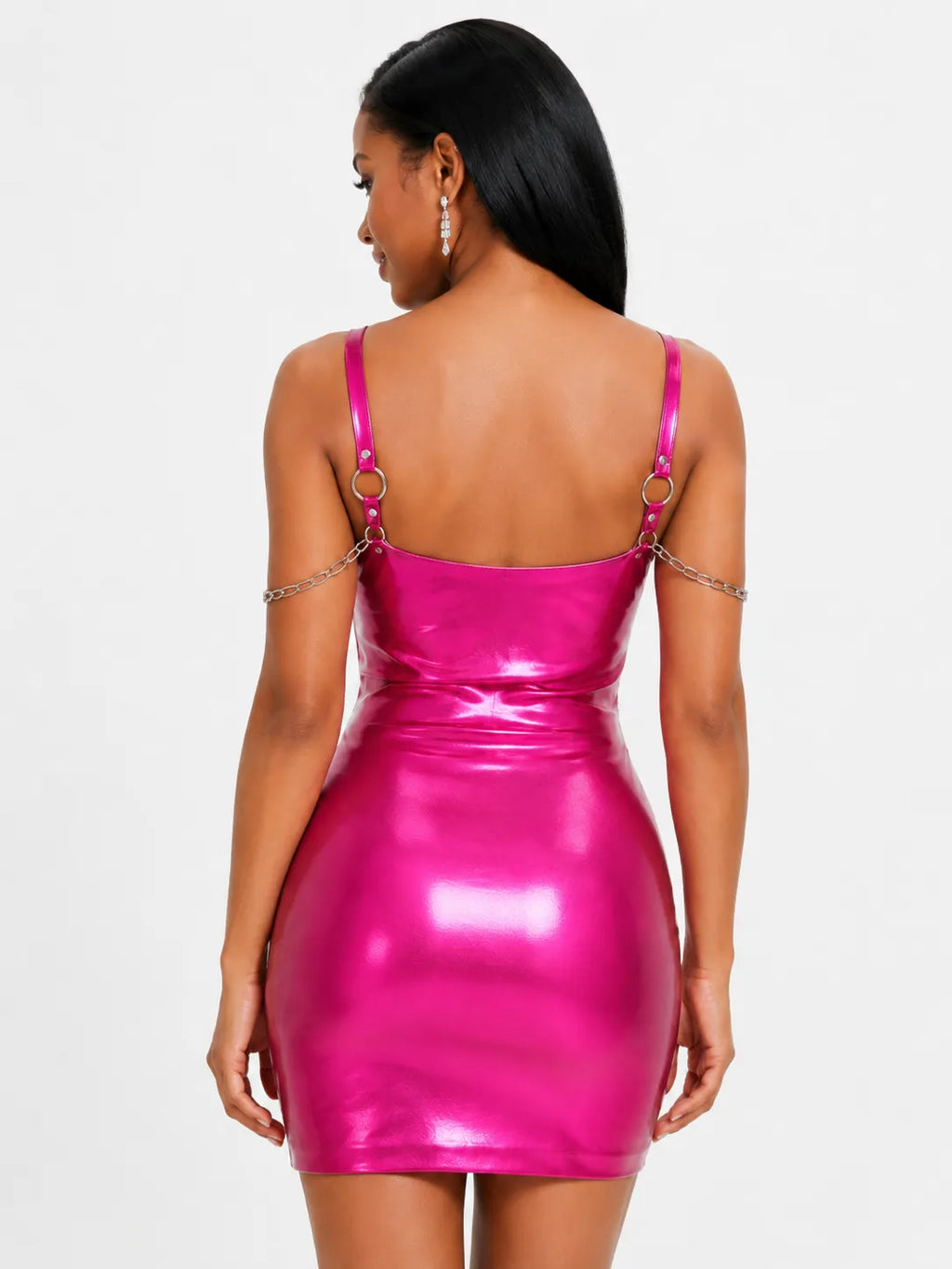 Red Sweetheart Strap Latex Mini Dress