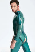 Translucent Blue Open-Crotch Shoulder-Zip Latex Catsuit