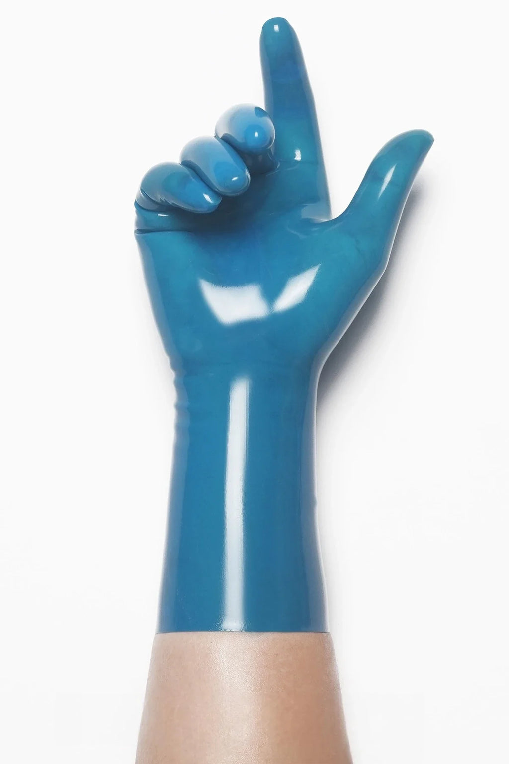 Translucent Blue Classic Forearm-Length Pull-On Molded Latex Gloves