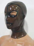 Transparent Brown Black-Trim Cut-Out Latex Hood