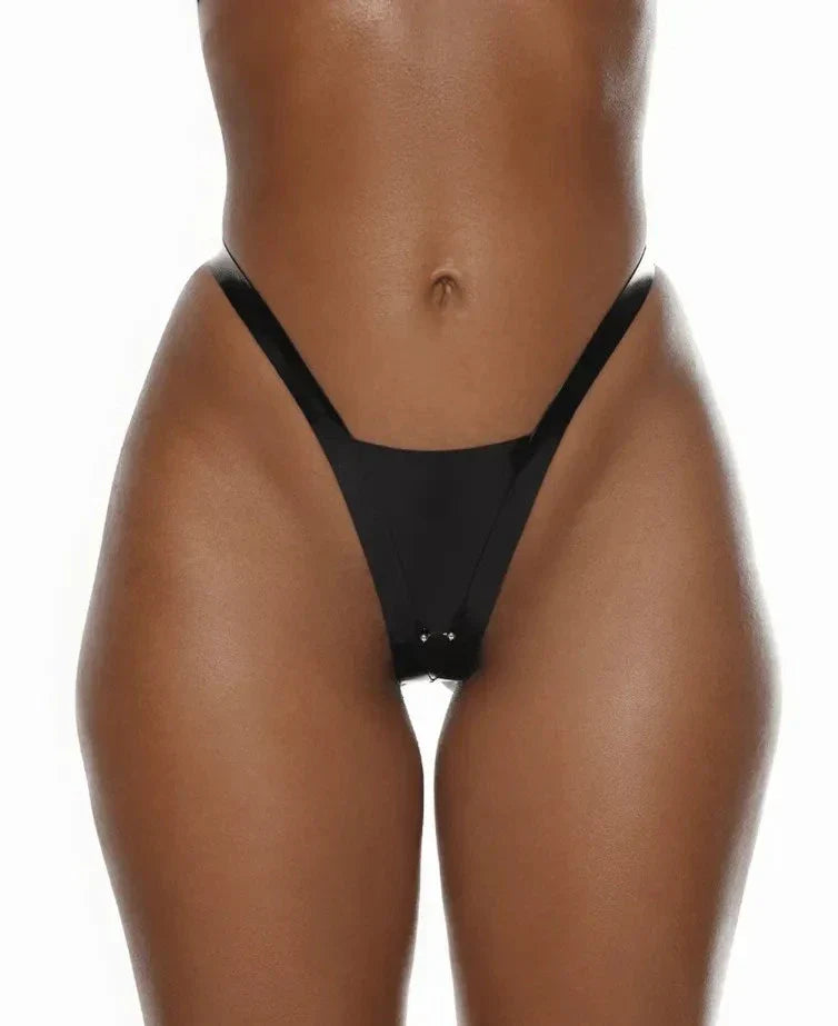 Black Minimalist Latex Thong